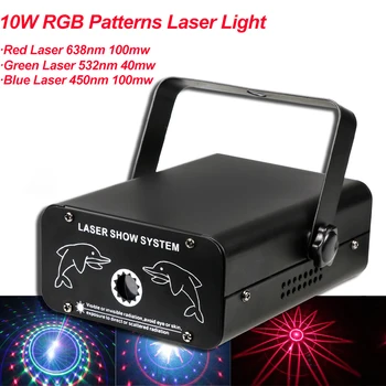 10W RGB Farebné Vzory Laserové Svetlo DMX 512 Skener Dataprojektor Xmas Party DJ, Disco Show, Svetlá Klub Hudobné Vybavenie Lúč Pohybe