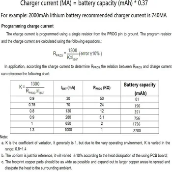 10x 50-1000MA Nastaviteľné 3,7 V 4.2 V, Li-Po li-ion Nabíjateľná Nabíjačku Modul Doska pre 18650 14500 100-2700mAh Lítiová Batéria