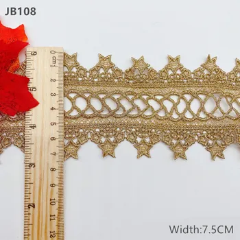 10yards 7,5 cm široký zlato vo vode rozpustné výšivky, čipky výbava clthth textílie, čipky oblečenie príslušenstvo čipkou trim doprava zadarmo JB108