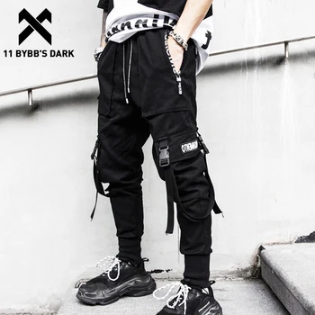 11 BYBB JE TMAVO Šedým Hip Hop Streetwear Nohavice Joggers Mužov 2020 Módne Bežné Slim Trati Nohavice Nohavice Čierne Tepláky Muž