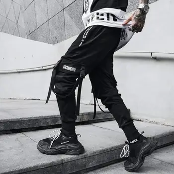 11 BYBB JE TMAVO Šedým Hip Hop Streetwear Nohavice Joggers Mužov 2020 Módne Bežné Slim Trati Nohavice Nohavice Čierne Tepláky Muž