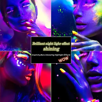 12-farebné Lakovanie Nechtov Fluorescenčné Prášok DIY Dlhotrvajúci Lesk Očné tiene Pigment Neon Nechtov Prášok