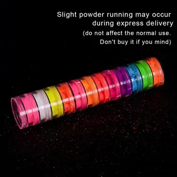 12-farebné Lakovanie Nechtov Fluorescenčné Prášok DIY Dlhotrvajúci Lesk Očné tiene Pigment Neon Nechtov Prášok