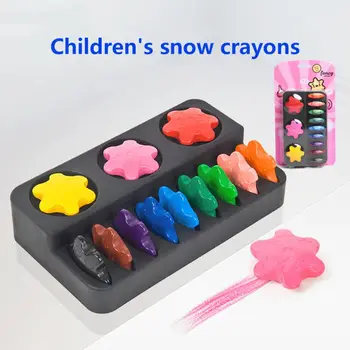 12 Farieb Non-jedovaté Vosk Snowflake Tvar Pastelky pre Batoľa Detská Deti Umývateľný Bezpečné Maľovanie Nástroj na Kreslenie Školy Umenia Dodanie