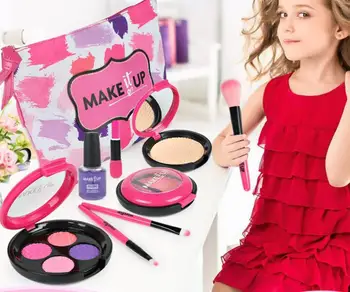 12 Ks Deti Make-Up Set Simulácia Eyeshadow Rúž Červenať Laky Na Nechty Make-Up Hračka Kozmetická Taška Dievčatá Darček K Narodeninám