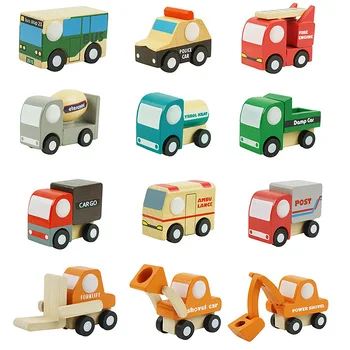 12 Ks Montáž Drevených Demontáž Cartoon Auto, Deti, Dieťa, Hračky Mini Auto Model Vozidla Nastaviť Klasické Stavebné Nastaviť