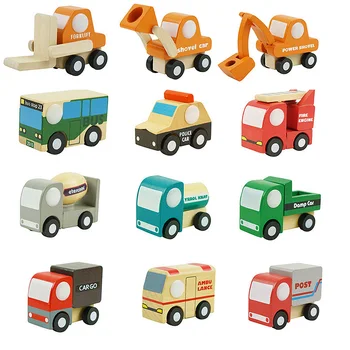 12 Ks Montáž Drevených Demontáž Cartoon Auto, Deti, Dieťa, Hračky Mini Auto Model Vozidla Nastaviť Klasické Stavebné Nastaviť