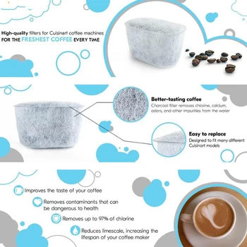 12 Pack Uhlie Vodné Filtre pre Cuisinart - Odstraňuje Chlór, Zápach Z Vody pre Cuisinart Kávovary