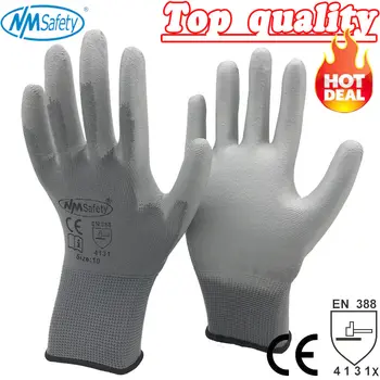 12 Párov Bezpečnostné Ochranné pracovné rukavice pre PU palm povlak bezpečnostné rukavice