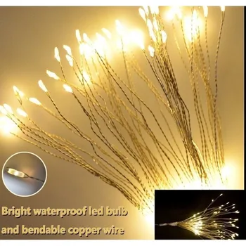 120/180 LED Visí Starburst String Svetlo Ohňostroj Medi Víla Garland Vianočné Svetlá Mimo Ligotať Lampa Holiday Party Decor
