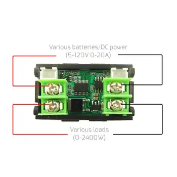120V DC 20A LCD Aktuálne Metrov Digitálny Voltmeter Ammeter Napätie Wattmeter Tester Indikátor Monitor energie Energie Meter Rozchod