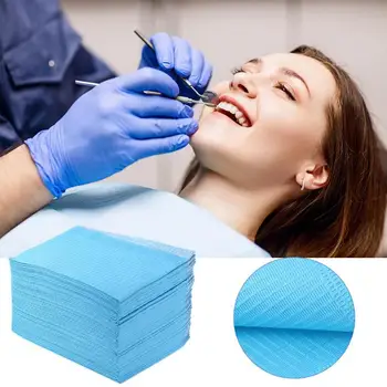 125pcs Jednorazové Zubár Lekárske Papier Nepremokavé Bezpečnosť Viacúrovňový nepriepustných Zubné Ústnej Hygieny Tetovanie Bib šatku okolo krku Šatku
