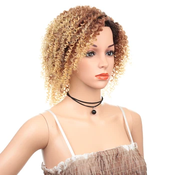 12inch Krátka Parochňa Syntetické Vlasy Čierne Ženy Kinky Afro Kučeravé Ombre Hnedé Cosplay Parochňu Vysokej Teplote Vlákno Vlasy Expo Mesta