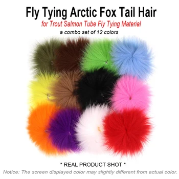 12pcs Lietať Viazanie Arctic Fox Chvost Vlasy pre Pstruh, Losos Trubice Prírodného Materiálu pre Krídla Chvosty na Steelhead Stuhy Lietať