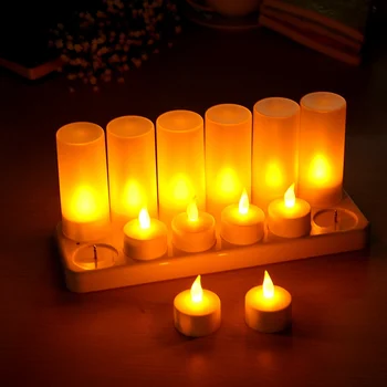 12pcs Nabíjateľná Flameless LED Sviečka TeaLight Nočné Svetlo pre Romantické Narodeniny, Svadobné Party Večera Sviatky Dekor