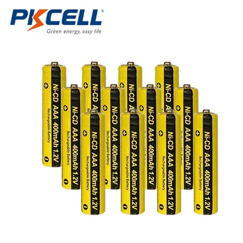 12pcs NICD 1.2 V AAA nabíjateľné batérie 400mah tlačidlo hore indurstry batérie značky PKCELL