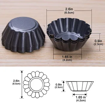 12Pcs Opakovane uhlíkovej ocele Mini Kolo Teflónové Koláč Pan Tartlet Formy Vajcia Koláč Muffin Tin DIY Tortu Non-Stick Formy Pečivo Nástroje