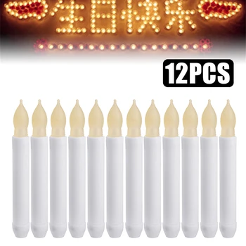 12Pcs/set LED Flameless Taper Sviečky, Svetlá na batériový Blikanie Bezpečnosť Elektronickej Sviečky Pre Dovolenku Strany Home Decor