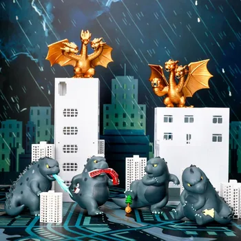 12Pcs/set Q Verzia Gojira Godzilla Roztomilý PVC Akcie Obrázok Zberateľskú Model Hračka