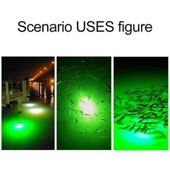 12V LED Zelená Podvodné Ponorné Nočný Rybolov Svetlo Crappie Shad Squid Rybárske Lode Svetlo
