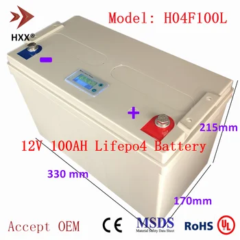 12V Lítium-Iónová Batéria 12v 100Ah Lifepo4 Batérie s Ukazovateľom Hlboké Cyklus 3000 Krát za RV Camper Solárneho Systému