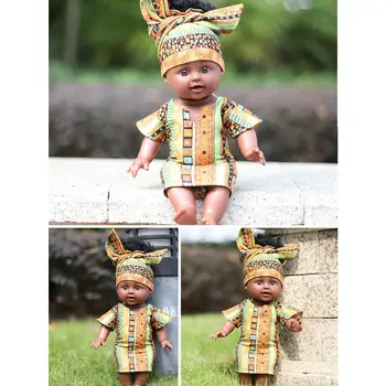 13.7 palcový Čierny Simulácia Bábika Africké Dievča Baby Doll Pre Deti Málo Simulované Dievča Baby Doll Pre Deti