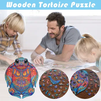 130 kusy obrazová Skladačka Korytnačka Tvar 3D nepravidelný drevené puzzle pre Dospelých Detí Vzdelávacie Dovolenku Darčeky детские игрушки 2021