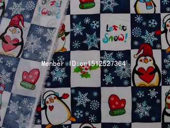 135cmx50cm Bavlna hot striebro cartoon textílie - Koberčeky, tučniaky, snehové vločky, rukavice (322)