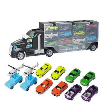 13Pcs/Set Dopravy Auto Carrier Truck Chlapcov, Hračky (Vrátane Zliatiny 10 Áut a 2 Vrtuľníky)Pre Dieťa Deti