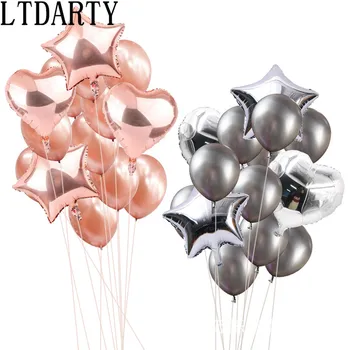 13pcs/veľa 12 palcový Pearl Ružová Latexové balóny S 18-palcové Ružová Hviezda Svadby, Narodeniny, Party Dekorácie Nafukovacie Vzduchu Gule Dodanie