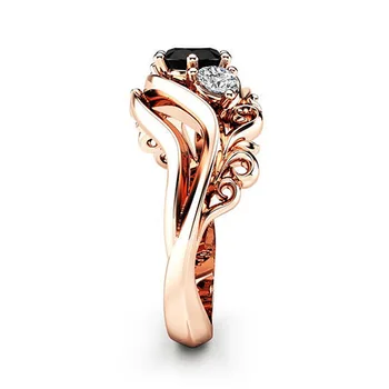 14 karátové ružové Zlato Prírodné Obsidian Drahokam Krúžok Pre Ženy AAA Zirkón Diamond S925 šperky, Snubné Prstene, Jemné Šperky Strany Dary