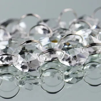 14 mm 200pcs Crystal Octagon Perličiek K9 Crystal 2 Otvory Svadobné Domáce Dekorácie Crystal Príslušenstvo Luster Časti Sklenený Prívesok
