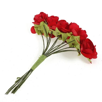 144 X Umelé Papiera Červené Ruže Kvet Svadobné Plavidlá Dekor