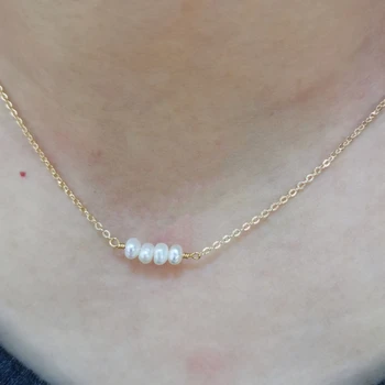 14K Zlata Plné Prírodné Perlový Náhrdelník Ručne vyrábané Šperky Choker Prívesky Boho Collier Femme Perle Collares Perla Náhrdelník Ženy