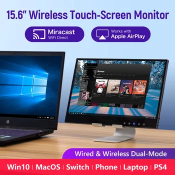 15.6 Palce Káblové&Wireless Dual-mode Prenosný Monitor 13.3 Desktop/Laptop/Telefón Miracast AirPlay Bluetooth Dotykový USB-C IPS HDR10