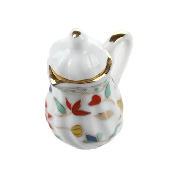 15 Kus Miniatúrny domček pre bábiky riadu porcelán, čaj nastaviť riad Pohár doska Farebný kvetinový tlač Mini Potraviny