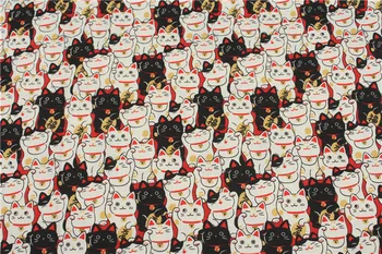 150 CM*50 CM bavlnená tkanina Japonský mäkká hračka kreslených mačka tlače textílie, ručné DIY patchwork úst gold balík handričkou