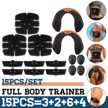 15PCS/Set EMS Svalov Brušnej Tréner Smart Wireless Svalov ABS Hip Brušný Sval Stimulátor Masáž Nastaviť chudnutie