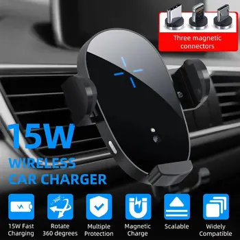15W Qi Auto Bezdrôtová Nabíjačka pre iPhone 12 Pro Max Mini 11 Samsung S10 Magnetické Sacie Rýchle Nabíjanie Air Vent Mount Držiaka Telefónu