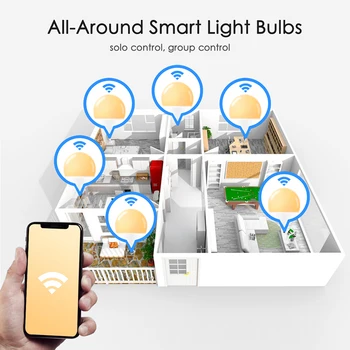 15W Smart Žiarovky B22 Wifi LED Žiarovky AC 85-265V Smart Home APP Wifi Diaľkové Ovládanie stolná Lampa so Alexa a Asistent Google