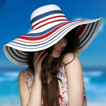 16.5 cm veľké okraj pláže hat pre lady Žena Skladacia slamy slnko spp ženy módne vedro klobúky 56-58 cm