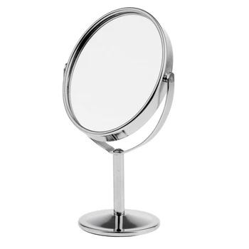 16 cm Mini Dual Side Zrkadlo Normálne Zväčšovacie Oválne Zrkadlo s Kovovým Stojanom Tabuľka Desktop Ozdobné Otáčavé make-up Zrkadlá