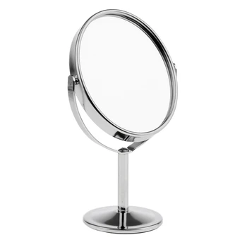 16 cm Mini Dual Side Zrkadlo Normálne Zväčšovacie Oválne Zrkadlo s Kovovým Stojanom Tabuľka Desktop Ozdobné Otáčavé make-up Zrkadlá