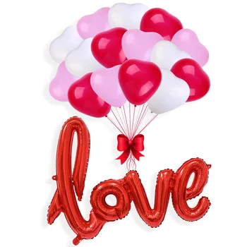 16pcs Svadobné ľúbostný List Fóliový Balón 12 Palcový Srdce Latex Ballon Valentína, Výročie Narodenín Nový Rok Party Dekorácie