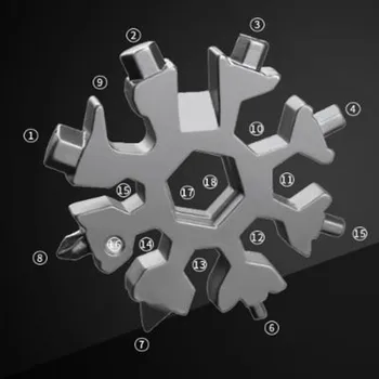 18 v 1 Multi Snowflake Pocket Tool Keyring Skrutkovač Hex Kľúča Otvárač Krúžok Pre Vonkajšie Cyklistické Prežitie Príslušenstvo