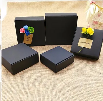 18 veľkostí 20pcs Malé Čierne darček Kartónu lepenkové Obaly box čierny Papier balenie Darčekové papierové lepenky, papierové krabice