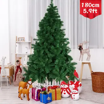 180 cm Umelý Vianočný Stromček s Základňa Držiaka Na Domácej Party, Vianočné Dekorácie Zelená Miniatúrny Strom