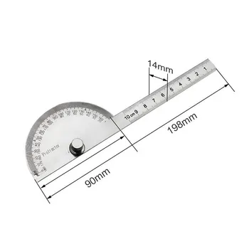 180 Stupeň Nastaviteľné Uhlomeru multifunkčné nehrdzavejúcej ocele roundhead uhlové pravítko matematiky merací nástroj Goniometer