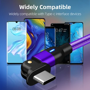 180 Stupeň Otočiť USB Kábel Typu C, 3A, Rýchle Nabitie Drôt Typu C, Kábel USB-C Pre Samsung Galaxy Xiao Huawei Mobilný Telefón