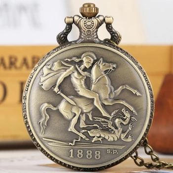 1888 Britt Kôň Meč Bronzové Mince Quartz Vreckové Hodinky Vintage Starožitné Na Remeslá Victoria D:D: Britt:Reg:F:D: Umenie, Zberateľstvo